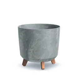 Blomsterpotter på fot 30cm grå med integrert skål
