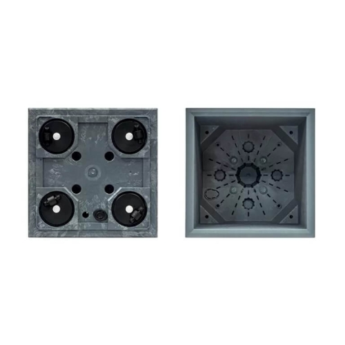 Blomsterpotter 38x38cm grå med integrert skål