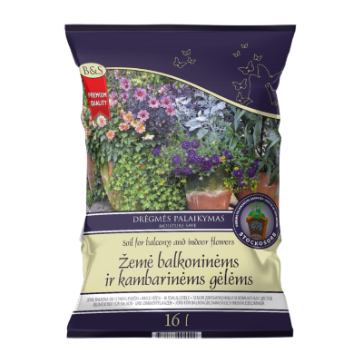 Jord for balkong- og inneplanter med fuktighetsperler 16L