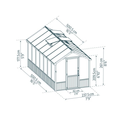 Drivhus i tre PALRAM NATURA (249 x 500cm)
