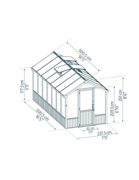 Drivhus i tre PALRAM NATURA (249 x 500cm)