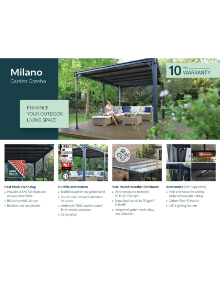 Paviljong Palram / Canopia MILANO 309x309cm