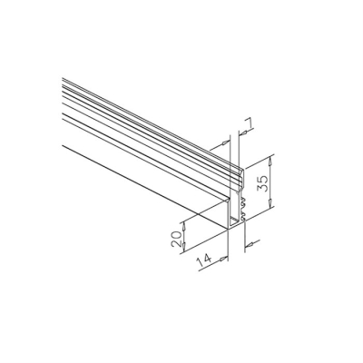 Speilmonteringsprofil for 6mm speil 250cm