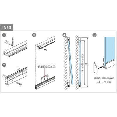Speilmonteringsprofil for 6mm speil 250cm