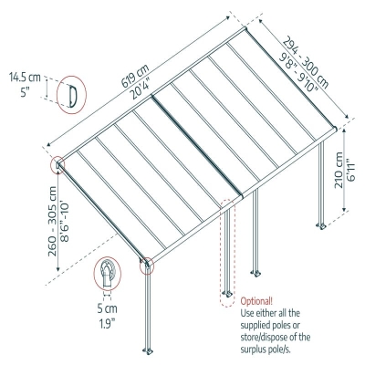 Terrassetak OLYMPIA 300x610cm