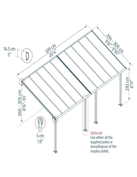 Terrassetak OLYMPIA 300x610cm