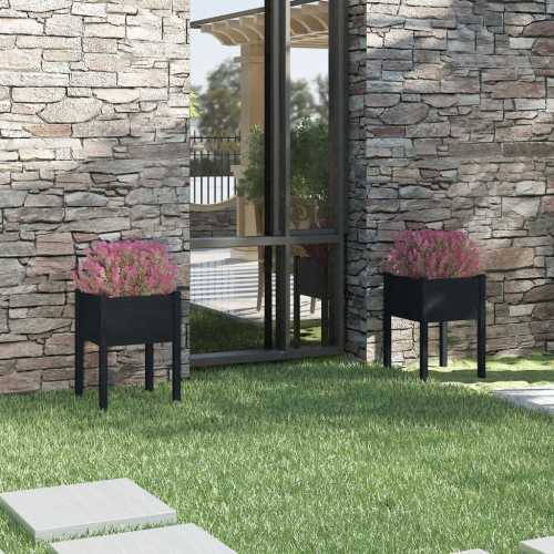 Plantekasser 2stk svart 50x50x70cm furu