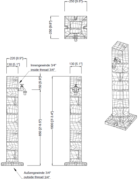 Vannpost / Vannsøyle (granitt,lys)