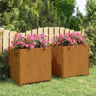 Plantekasser 2 stk 49x47x50cm cortenstål