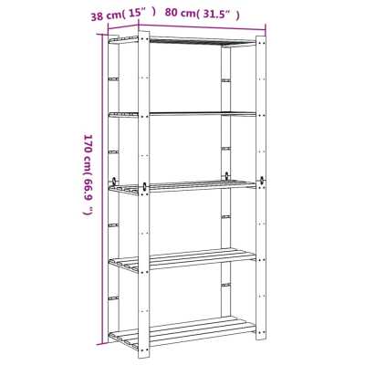 Oppbevaringshylle 80x38x170 heltre
