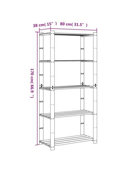 Oppbevaringshylle 80x38x170 heltre