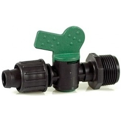 Rørkoblinger med kuleventil, dryppslange x 3/4″ utv.gjenge