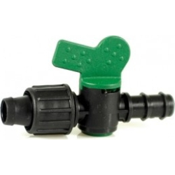 Rørkoblinger med kuleventil, dryppslange x 16mm rør