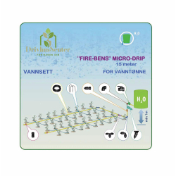 Micro-Drip vanningssystem “Fire-Bens” 15m. for vanntønne