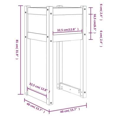 Plantekasse hvit 40x40x81cm furu