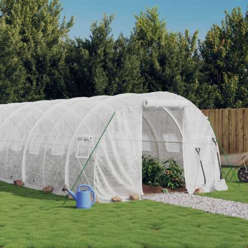 Drivhus med stålramme hvit 18m² 6x3x2m