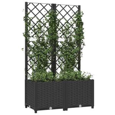 Plantekasse med espalier svart 80x40x136cm