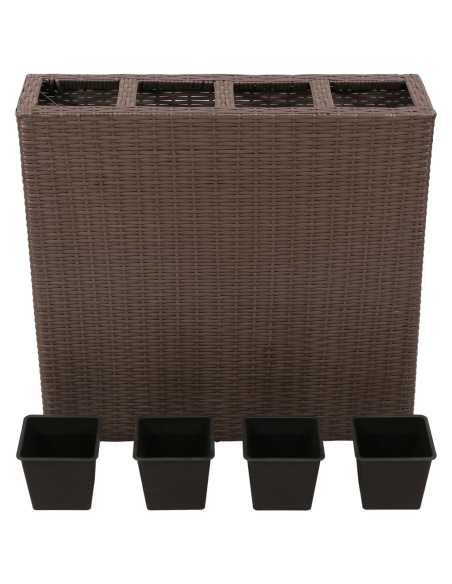 Blomsterpotte med 4 potter polyrotting brun