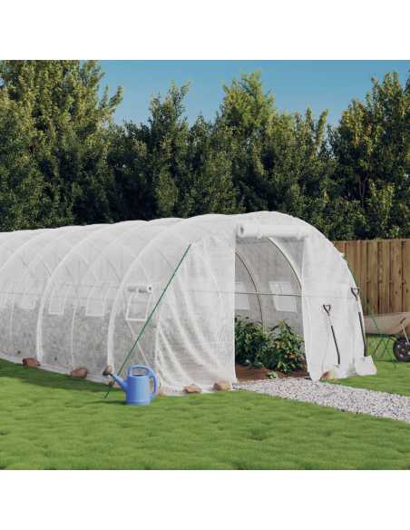 Drivhus med stålramme hvit 36m² 12x3x2m