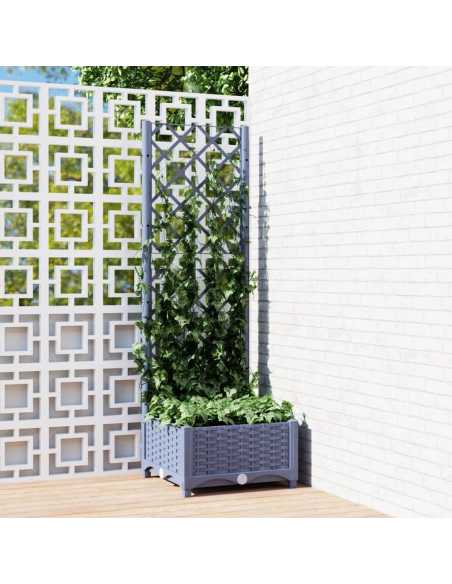 Plantekasse med espalier mørkegrå 40x40x121,5cm