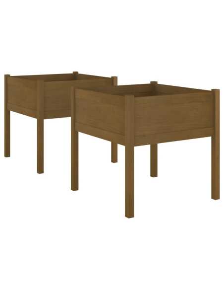 Plantekasser 2 stk honningbrun 70x70x70 heltre furu