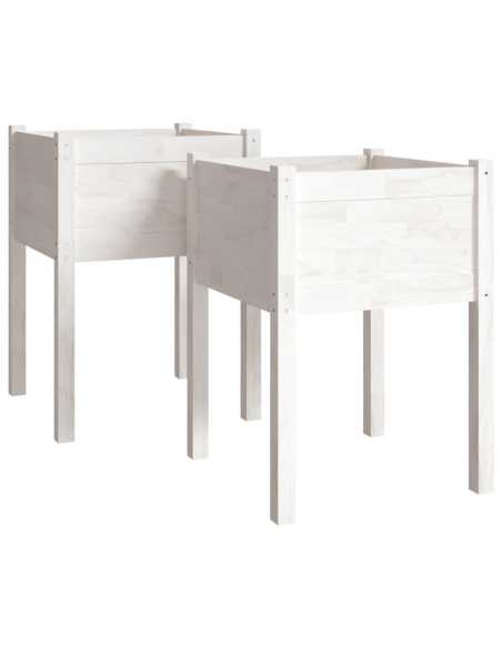 Plantekasser 2 stk hvit 50x50x70 cm heltre furu