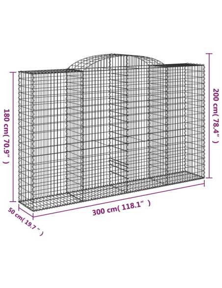 Gabion buet 300x50x180/200cm galvanisert jern