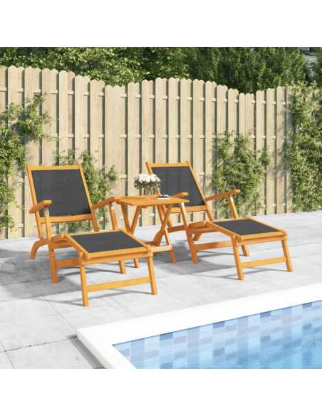 Utendørs fluktstoler 2 stk heltre akasie og tekstilen