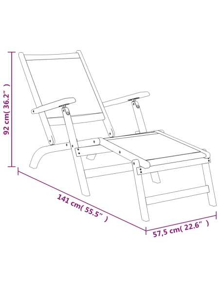 Utendørs fluktstoler 2 stk heltre akasie og tekstilen