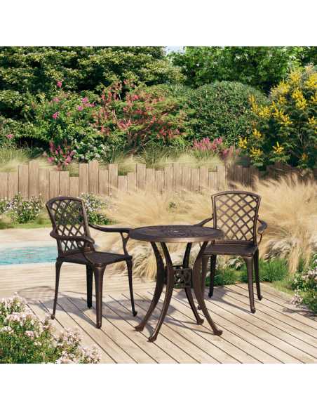 Bistrosett 3 deler støpt aluminium bronse