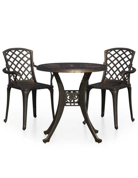 Bistrosett 3 deler støpt aluminium bronse