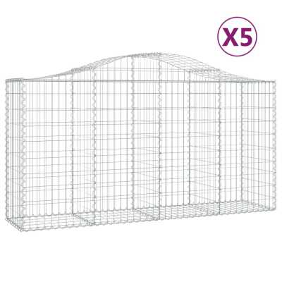 Gabion buede 5stk 200x50x100/120cm galvanisert jern