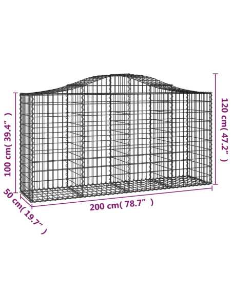 Gabion buede 5stk 200x50x100/120cm galvanisert jern