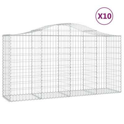 Gabionkurver buede 10 stk 200x50x100/120 cm galvanisert jern