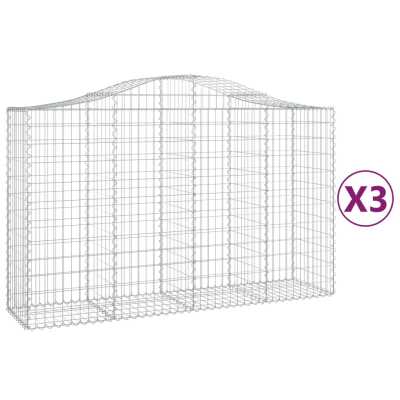 Gabionkurver buede 3 stk 200x50x120/140 cm galvanisert jern
