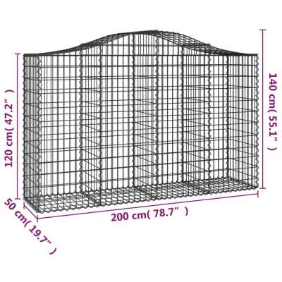 Gabionkurver buede 3 stk 200x50x120/140 cm galvanisert jern