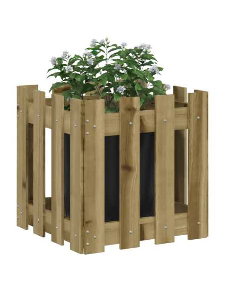 Plantekasse med gjerdedesign 40x40x40 cm impregnert furu