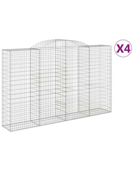 Gabionkurver buede 4 stk 300x50x180/200 cm galvanisert jern