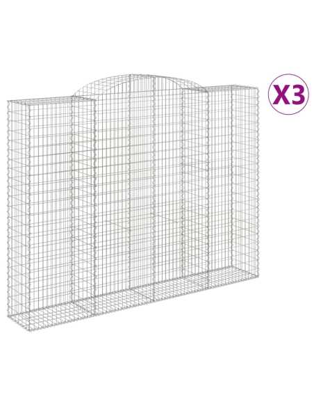 Gabion buede 3stk 300x50x220/240cm galvanisert jern