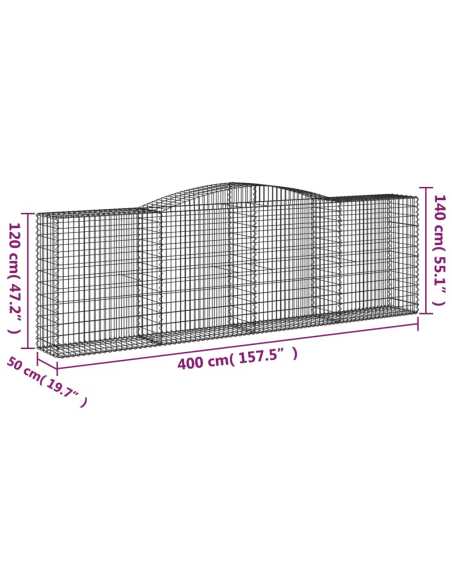 Gabion buede 2stk 400x50x120/140cm galvanisert jern
