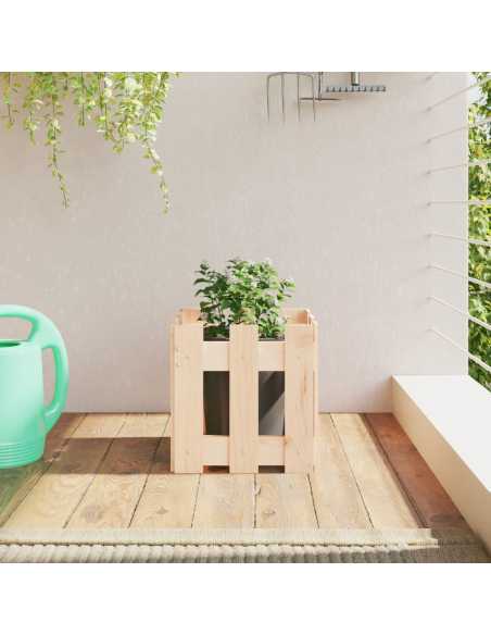 Plantekasse med gjerdedesign 30x30x30 cm heltre furu
