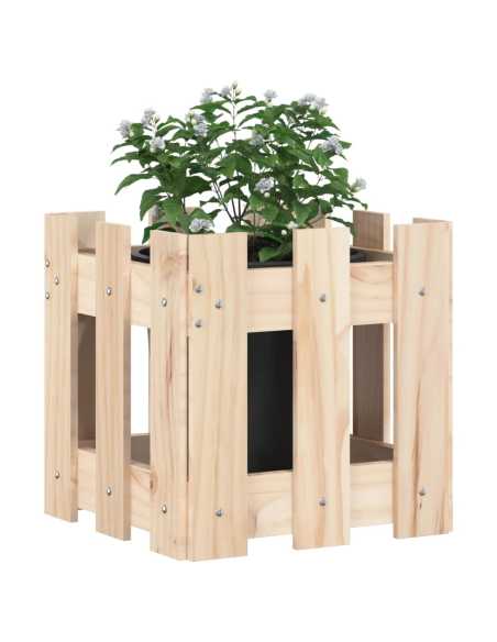 Plantekasse med gjerdedesign 30x30x30 cm heltre furu