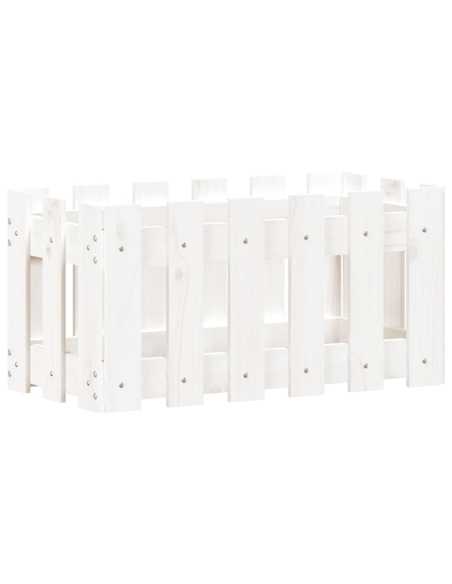 Plantekasse med gjerdedesign hvit 60x30x30 cm heltre furu