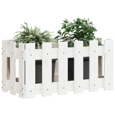 Plantekasse med gjerdedesign hvit 60x30x30