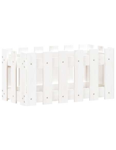 Plantekasse med gjerdedesign hvit 60x30x30 cm heltre furu