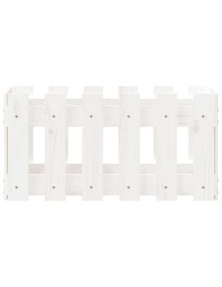 Plantekasse med gjerdedesign hvit 60x30x30 cm heltre furu