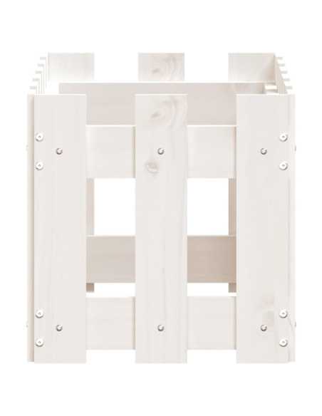 Plantekasse med gjerdedesign hvit 60x30x30 cm heltre furu