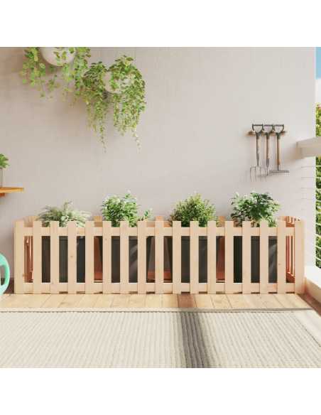 Plantekasse med gjerdedesign 200x50x50 cm heltre furu