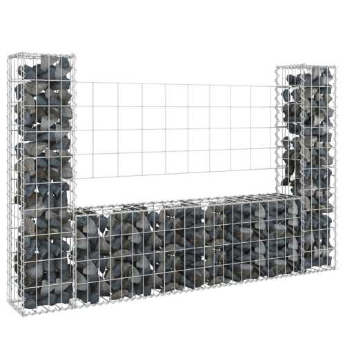 Gabion u-formet med 2 stolper jern 140x20x100cm