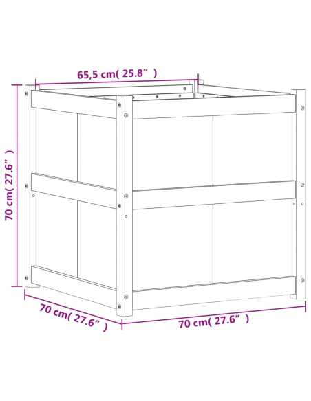 Plantekasse 70x70x70 cm heltre furu